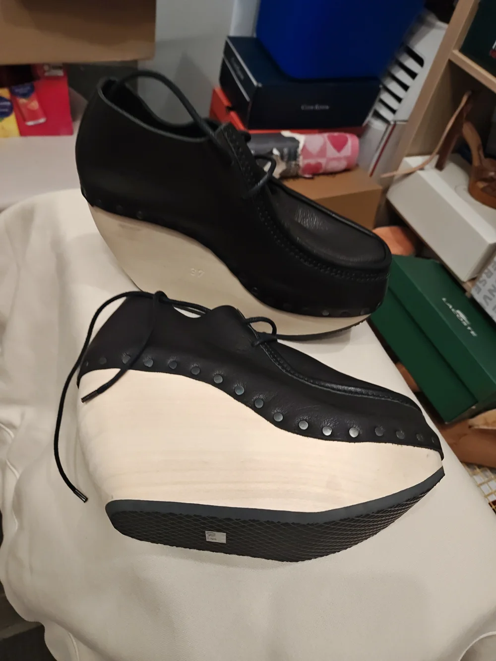 Black Platform Lace-Up Women's Shoes 37